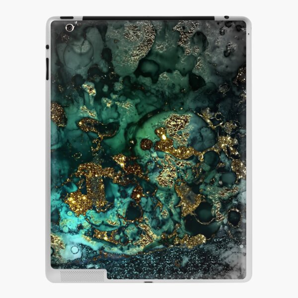 Gold Indigo Faux Malachite Marble iPad Skin