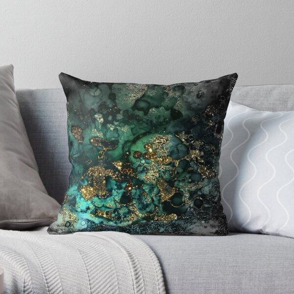 Teal Blue Jacobean Floral Throw Pillow by World Market