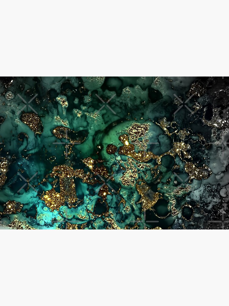 Gold Indigo Faux Malachite Marble by MysticMarble