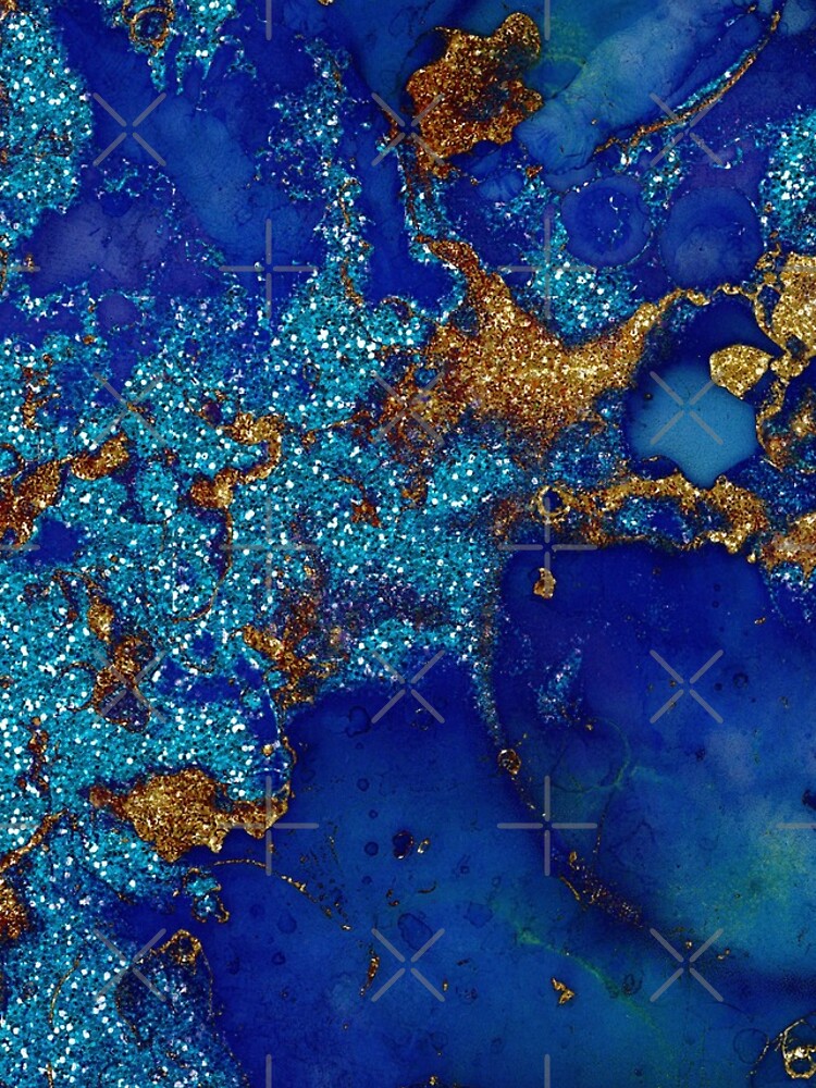 Gold Indigo Blue Malachite Marble by MysticMarble