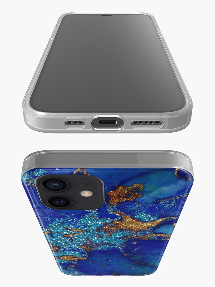 Alternate view of Gold Indigo Blue Malachite Marble iPhone Case & Cover