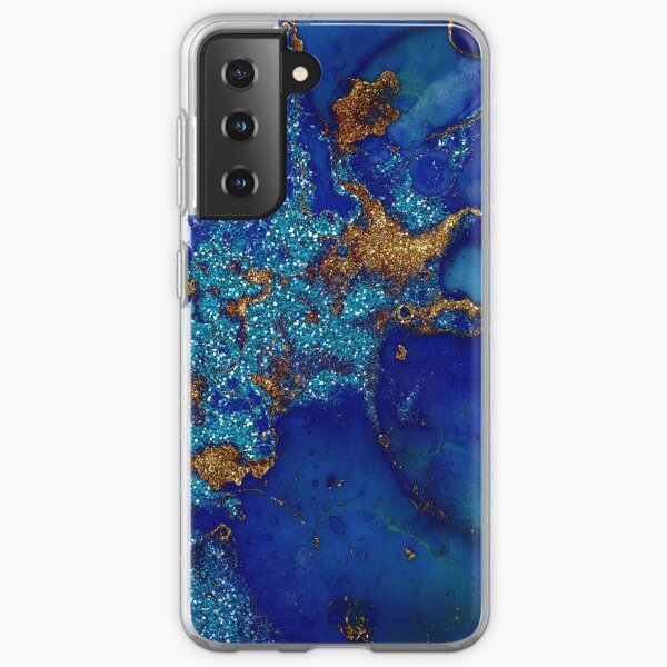 Gold Indigo Blue Malachite Marble Samsung Galaxy Soft Case