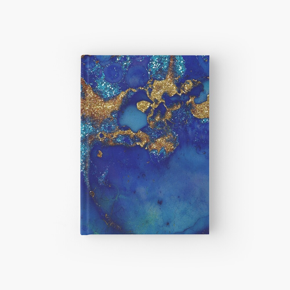 Gold Indigo Blue Malachite Marble Hardcover Journal
