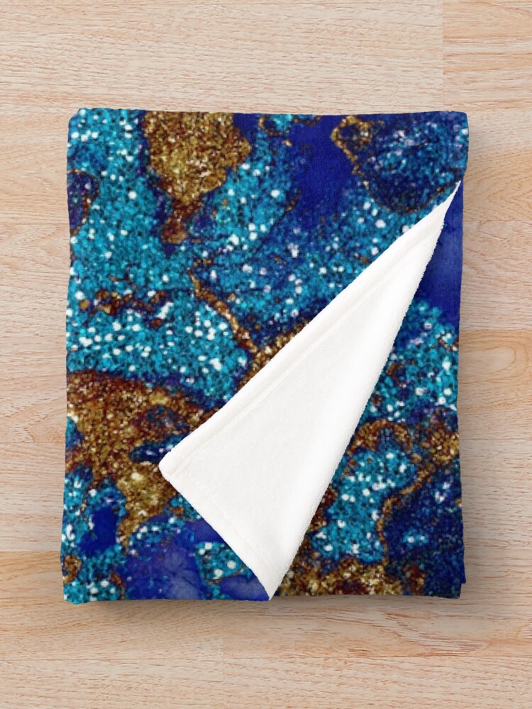 Alternate view of Gold Indigo Blue Malachite Marble Throw Blanket