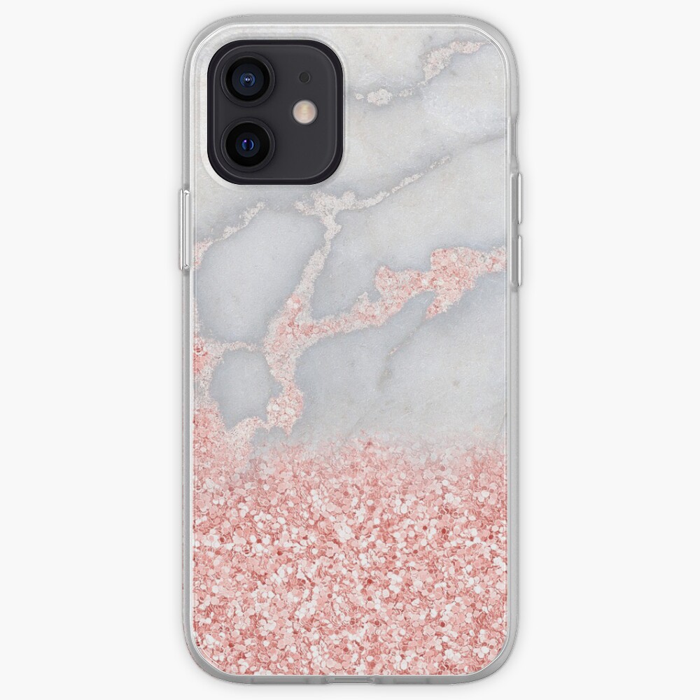 Rosegold Glitter Pink Sparkle Faux Marble iPhone Case & Cover
