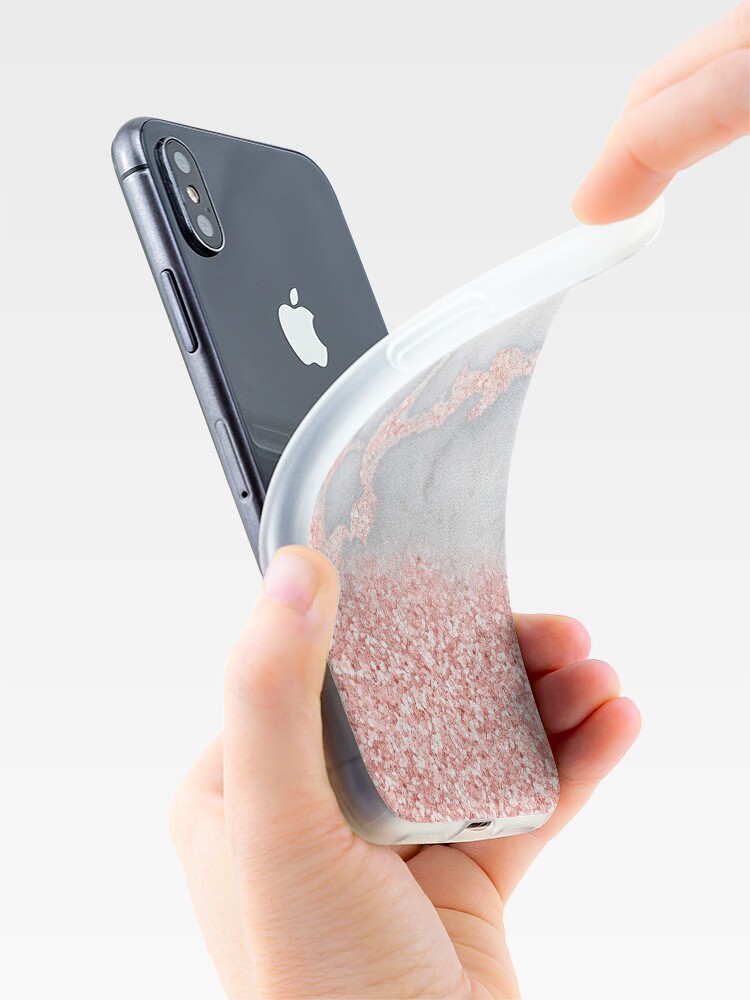 Alternate view of Rosegold Glitter Pink Sparkle Faux Marble iPhone Case & Cover