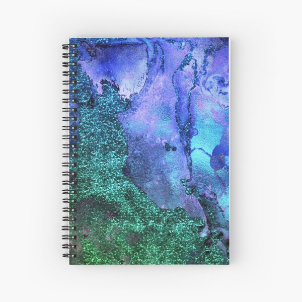 Gold Indigo Blue and Green Malachite Marble Spiral Notebook