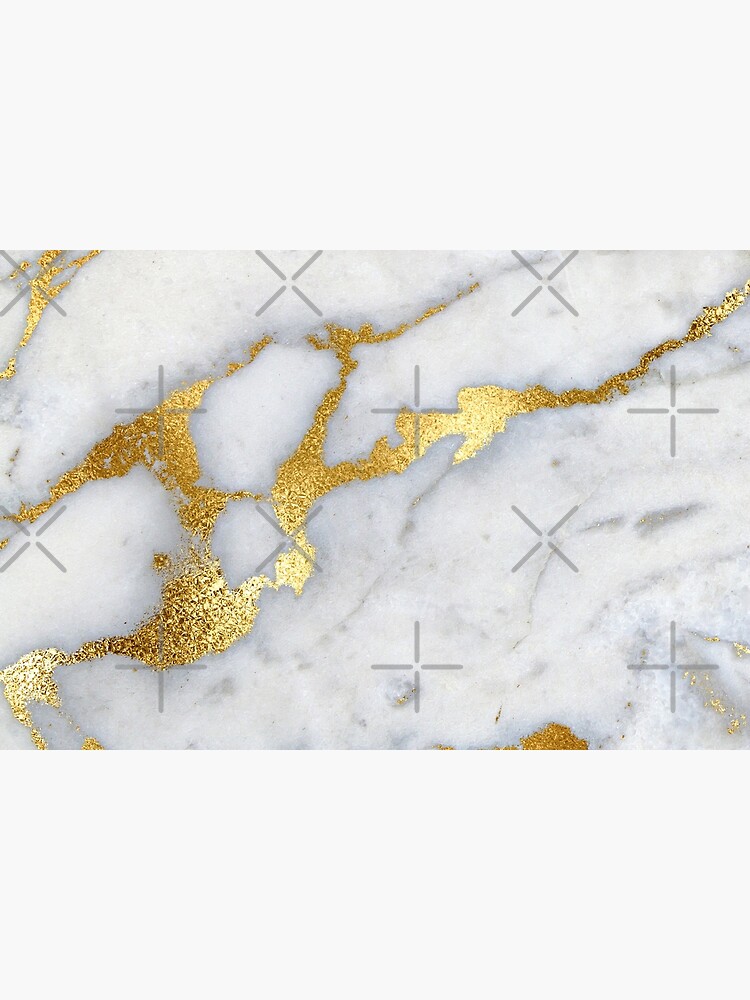 Disover Gold Sparkle Veined Faux Marble Bath Mat