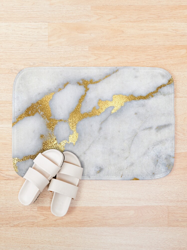 Alternate view of Gold Sparkle Veined Marble Bath Mat