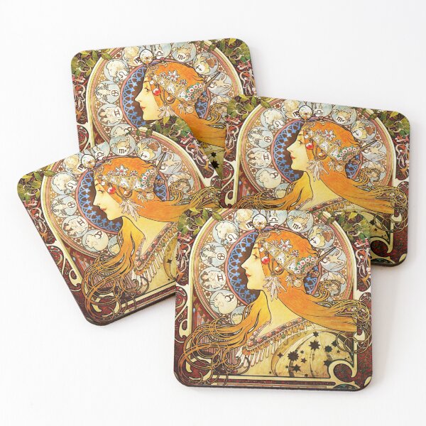 Item preview, La Plume Zodiac Calendar Alphonse Mucha Art Nouveau Vintage designed and sold by retroposters.