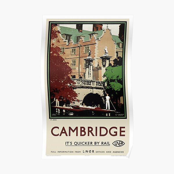 CAMBRIDGE PUNTING RAILWAY TRAVEL POSTER VINTAGE RETRO ADVERTISING ART PRINT