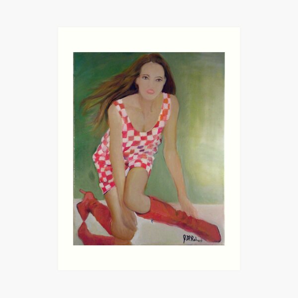 Damier rouge et blanc Art Print