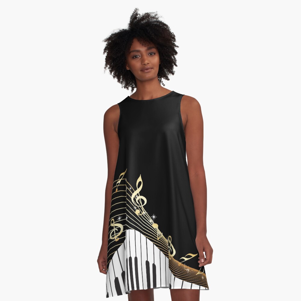 Ivory Keys Piano Music A-Line Dress