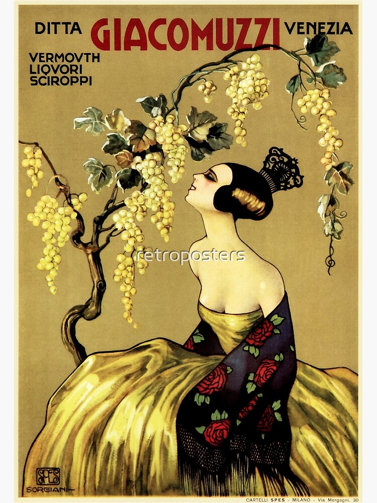 Disover GIACOMUZZI Italian Liqueur Syrup Aperitif Vintage Art Nouveau Premium Matte Vertical Poster