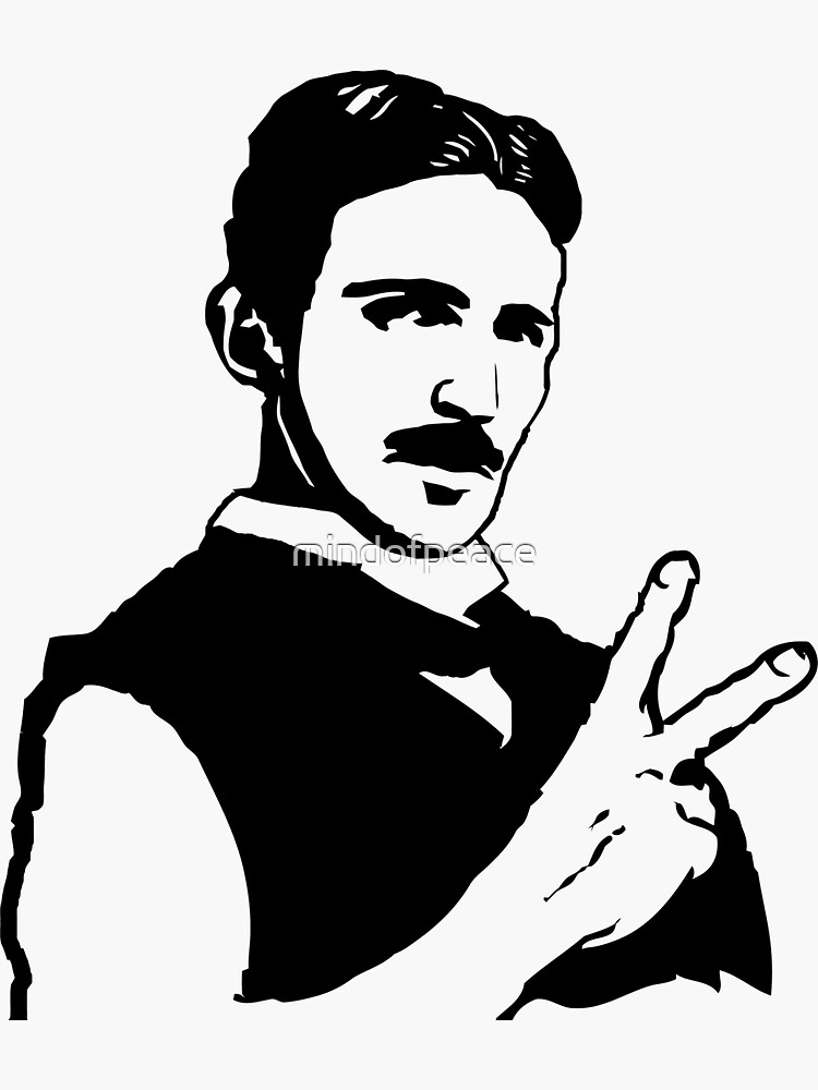 Thumbnail 3 of 3, Sticker, Nikola Tesla Peace Sign Symbol designed and sold by mindofpeace.