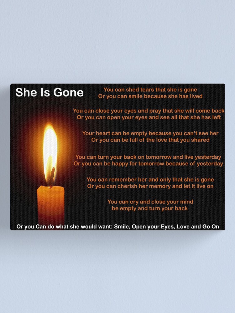 "She is Gone - Funeral Poem for Her" Canvas Print by ...