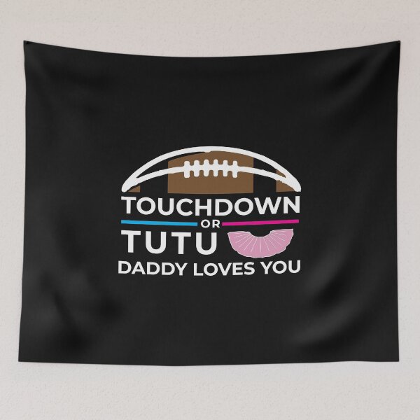 Item preview, Mens Touchdown or Tutus Gender Reveal graphic Daddy Loves You Baby print designed and sold by biNutz.