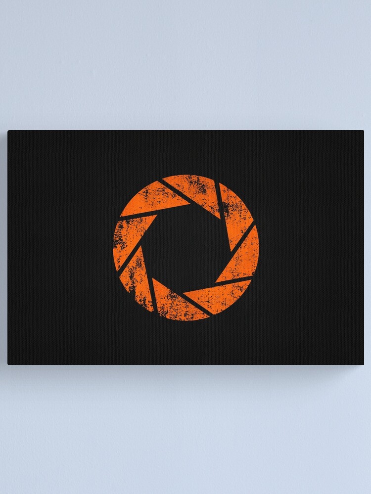 Alternate view of Aperture Science (Orange) Logo · Distressed Canvas Print