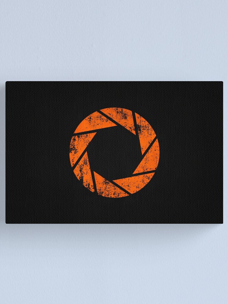 Alternate view of Aperture Science (Orange) Logo · Distressed Canvas Print