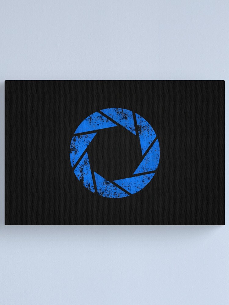 Alternate view of Aperture Science (Blue) Logo · Distressed Canvas Print