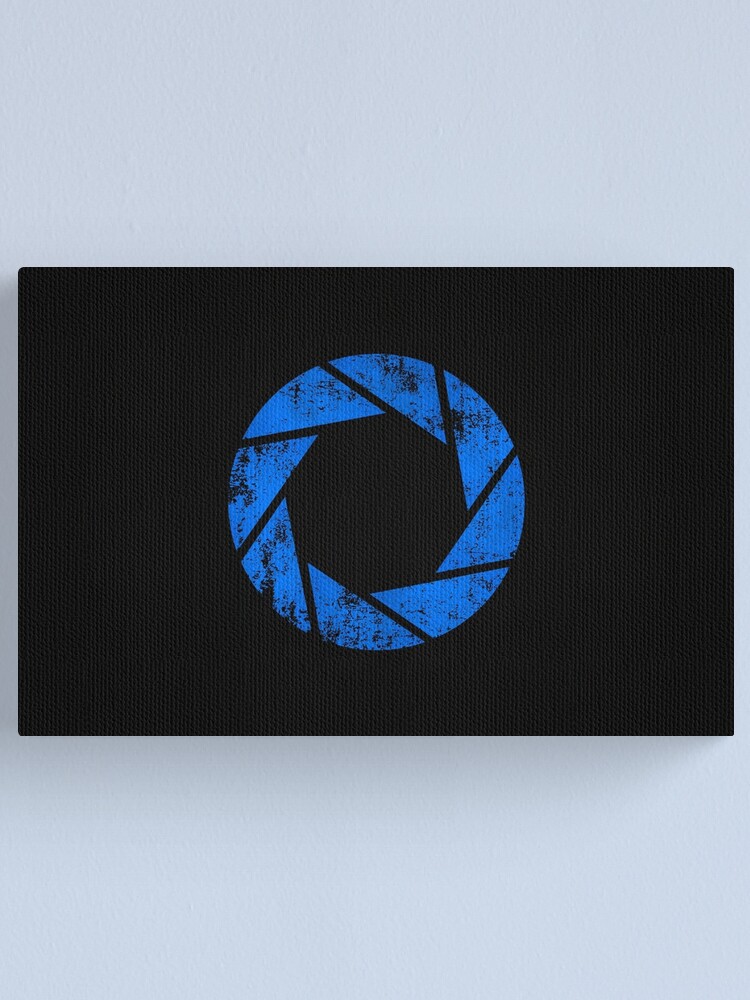 Alternate view of Aperture Science (Blue) Logo · Distressed Canvas Print