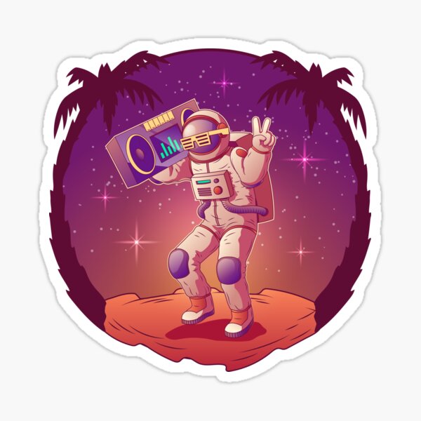 Dancing Astronaut Spacemen Character Space Suit Sunglasses Sticker