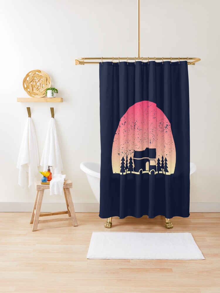 Retro Sunset Rv Design Motorhome Owner Camping Shower Curtain