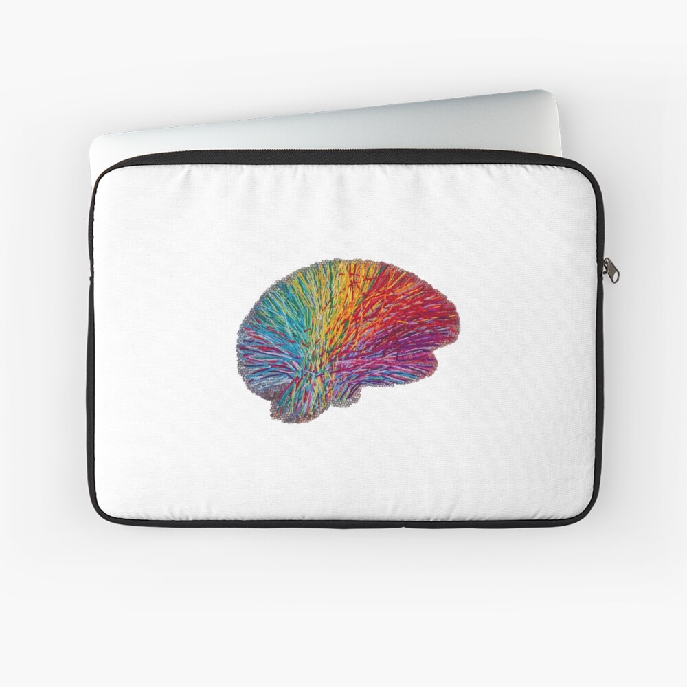White Matter Brain - Embroidered Look - Rainbow Brain Laptop Sleeve
