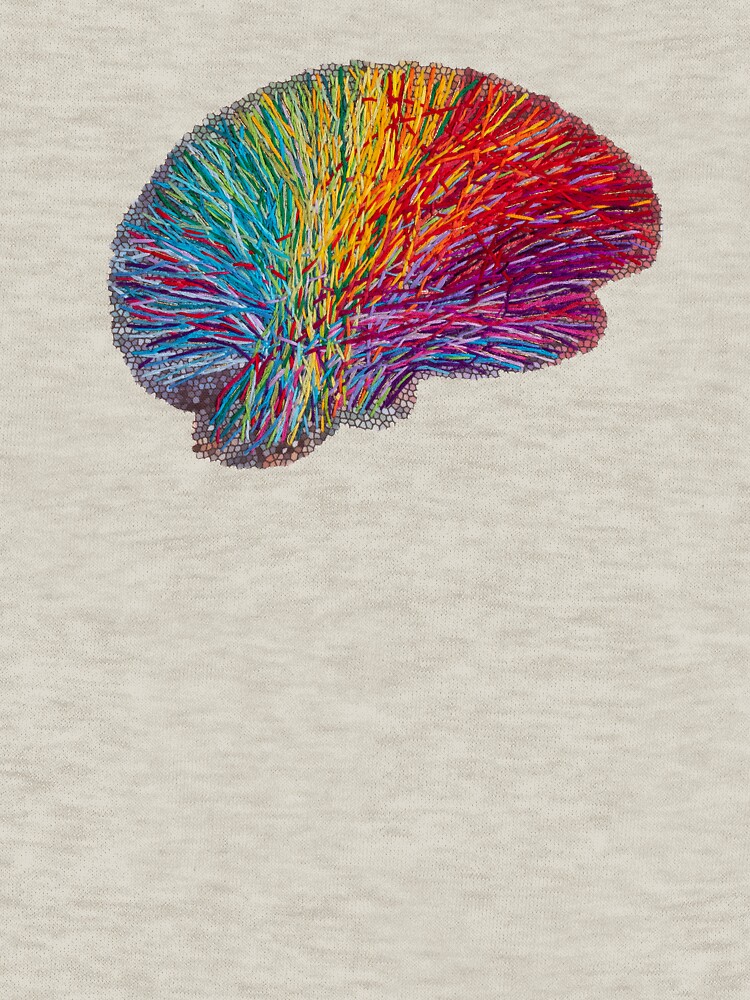 White Matter Brain - Embroidered Look - Rainbow Brain by Laurabund