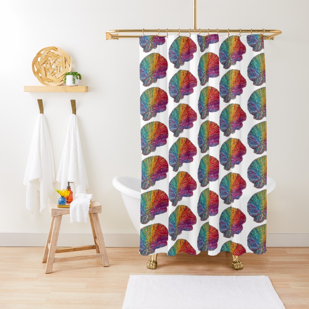 White Matter Brain - Embroidered Look - Rainbow Brain Shower Curtain