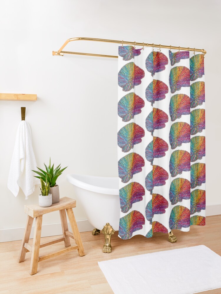Alternate view of White Matter Brain - Embroidered Look - Rainbow Brain Shower Curtain