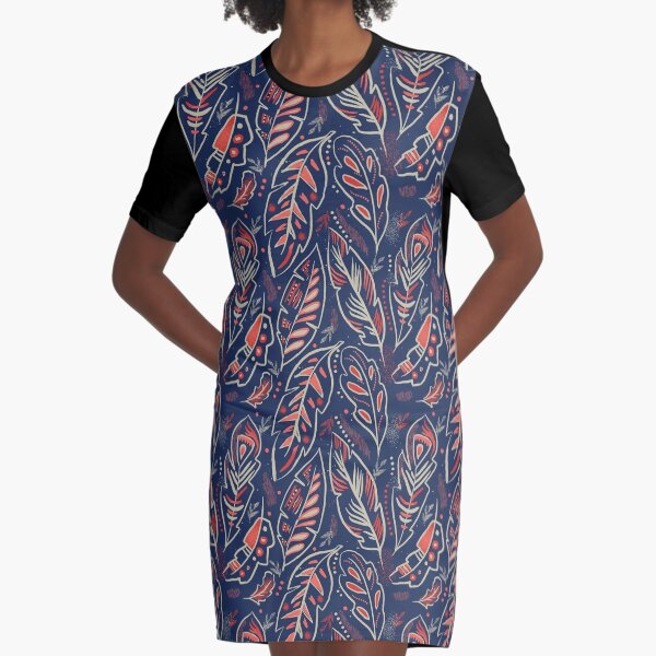 Magical Feathers Graphic T-Shirt Dress