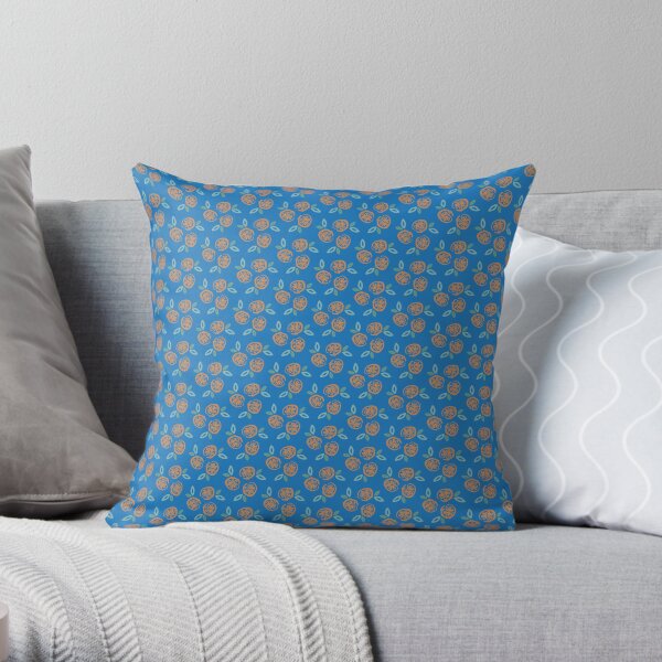 Oranges on Blue Throw Pillow