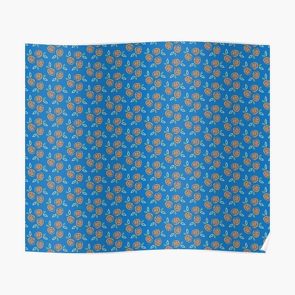 Oranges on Blue Poster