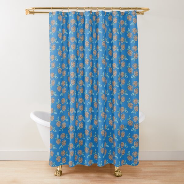 Oranges on Blue Shower Curtain