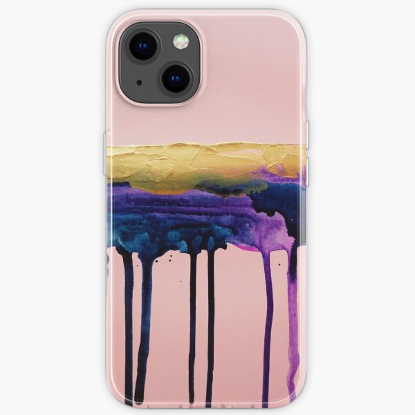 Millennial pink, drip blue gold iPhone Soft Case