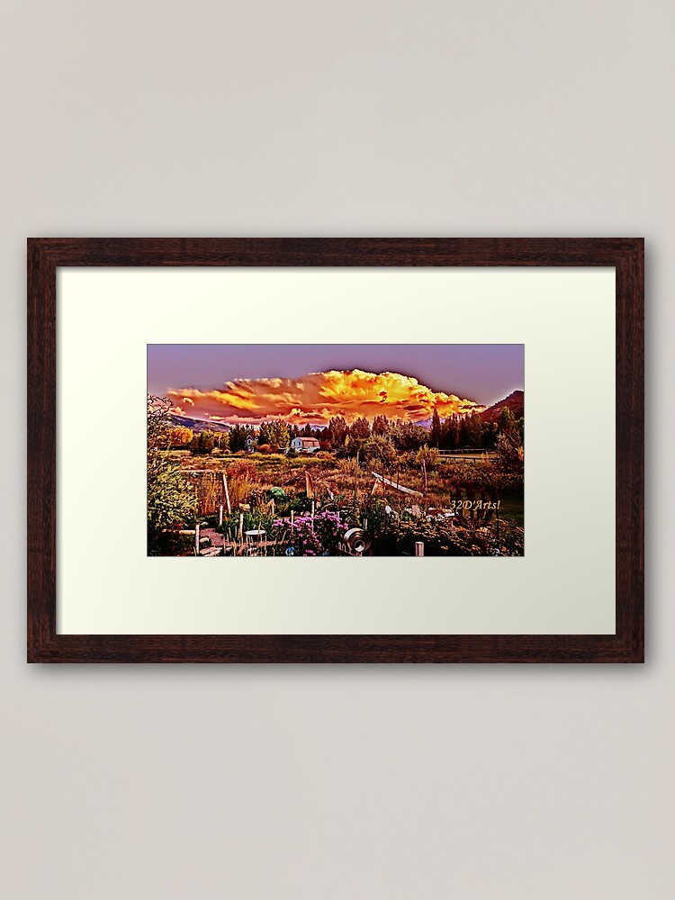 Alternate view of Sunset over the Colorado Rocky Mountain Sculpture Garden Framed Art Print