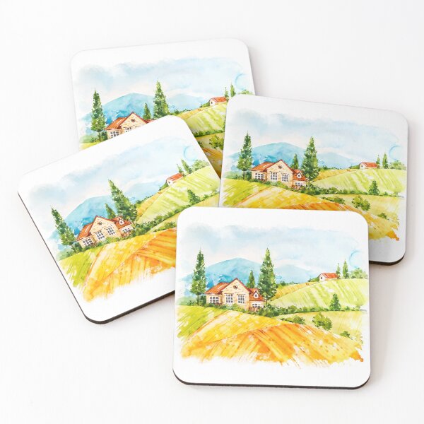 Item preview, Watercolor Farm Landscape 2 designed and sold by parazitgoodz.