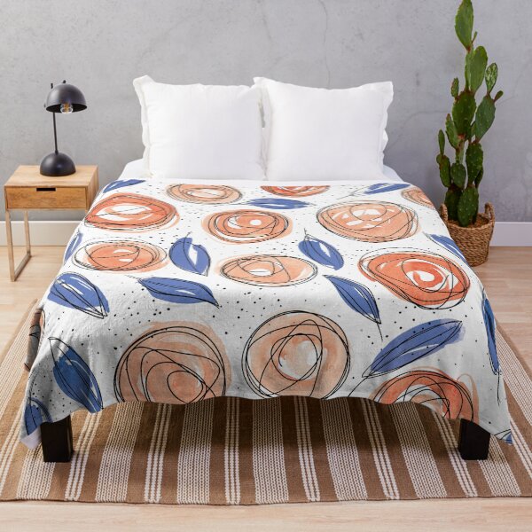 Item preview, Floral Pattern #13 | Peach and Blue designed and sold by RebeccaFlaherty.