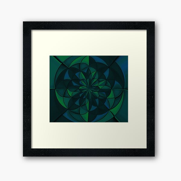 Green Sea Radial Design Framed Art Print
