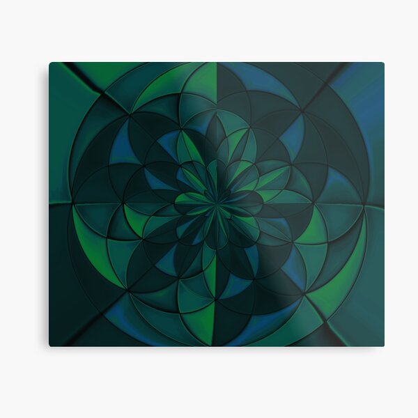 Green Sea Radial Design Metal Print