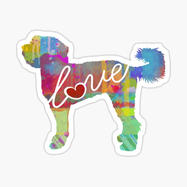 Labradoodle / Goldendoodle (Doodle) Love - A Bright and Colorful Watercolor Style Gift Sticker