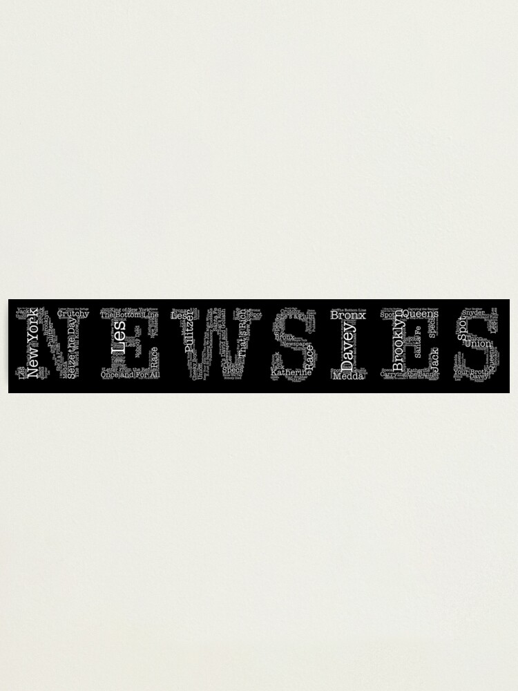 Newsies Logo Word Art White Font On Black Photographic Print By Tlchproductions Redbubble