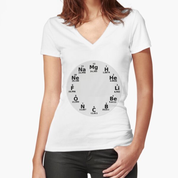 Chemical Elements Wall Clock Fitted V-Neck T-Shirt