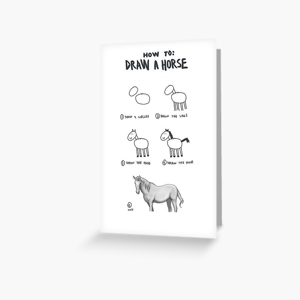 how-to-draw-a-horse-greeting-card-for-sale-by-laerketheduck-redbubble