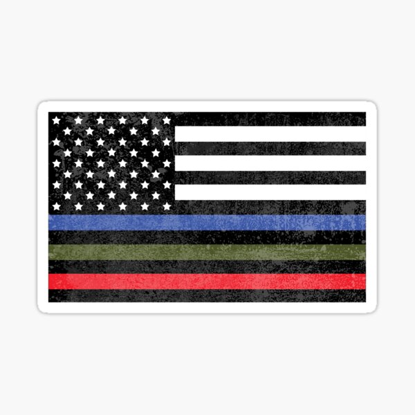 Item preview, Police, Military and Fire Flag (Version 3) designed and sold by CM-PD.