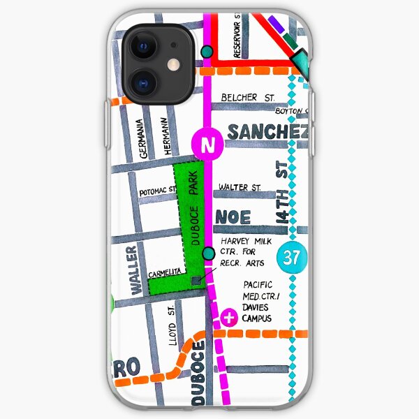 San Francisco map - Duboce Park iPhone Soft Case