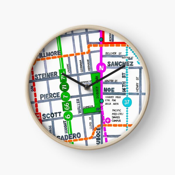 San Francisco map - Duboce Park Clock