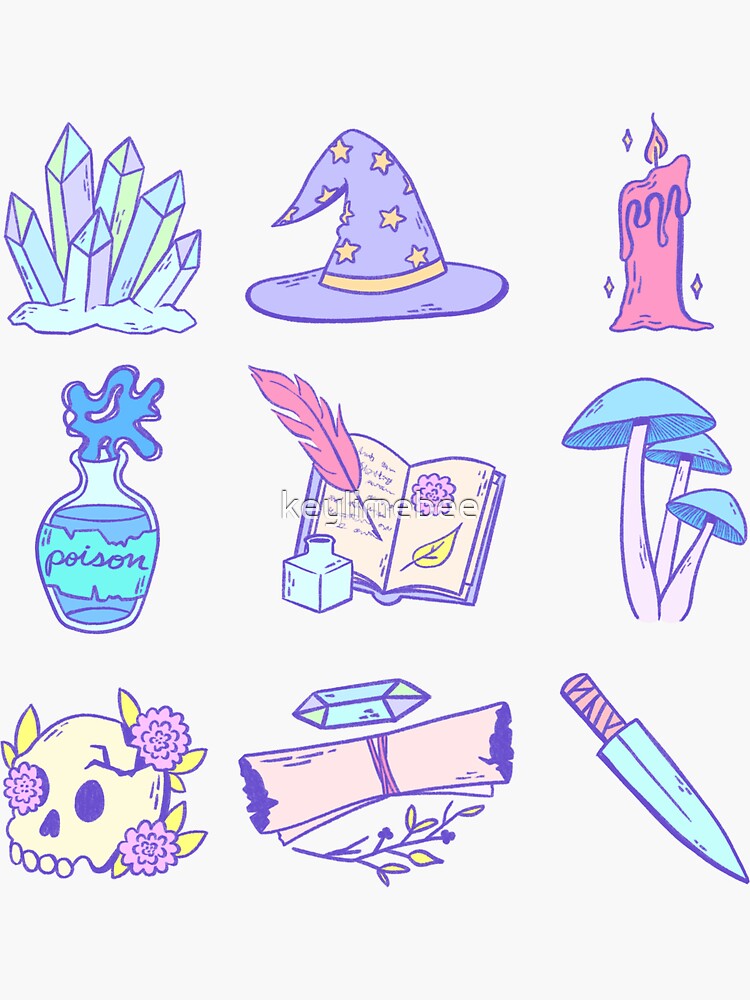 Thumbnail 3 of 3, Sticker, Magical Items (Pastel) designed and sold by keylimebee.