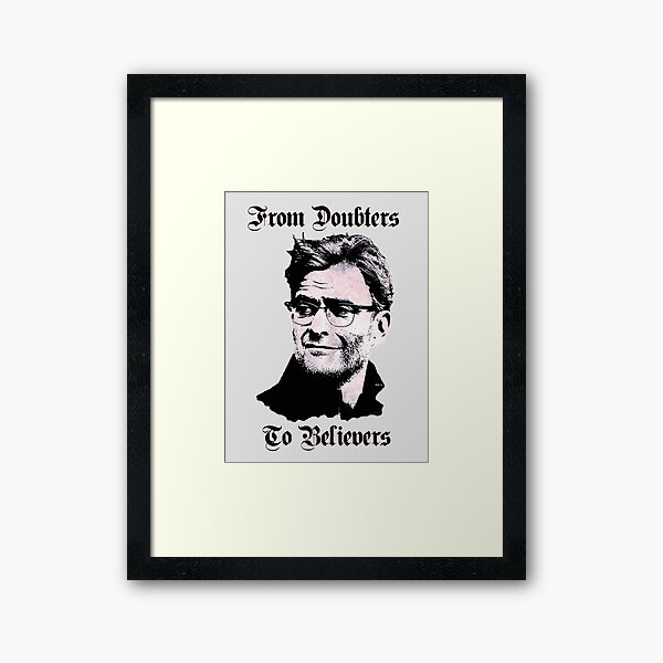 Vista previa del artículo con la obra «Klopp - Los que dudan de los creyentes», diseñado y vendido por TheBlandDesign.